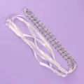 Sparkling Crystal Rhinestone Bridal Wedding Belt with White Ribbon Dress Sash Accessory - Luxurious Elegant Belt WS-J013S