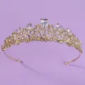 Goldene Braut Tiara Kristall Strass Krone Hochzeit Haarschmuck für Frauen Party Festzug - Luxus Krone (TS-J2747G) / Gold