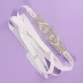 Bridal Wedding Dress Rhinestone Belt Pearl Sash White Ribbon Evening Gown Party Accessory - Light Luxury Exquisite Belt WS-J169