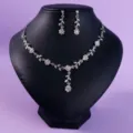 Silber Strass Blumen Halskette und Ohrringe Set Braut Schmuck für Hochzeit Party - Waldstil Halskette Ohrringe NS-J207
