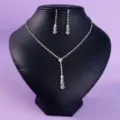 Glitzerndes Strass Halskette und Ohrringe Schmuckset für Braut, Abendparty und elegante Kleider. - Einfache Halskette Ohrringe NS-J6453S