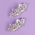 Stunning crystal shoe clips pair, sparkling rhinestones elegant bridal wedding footwear decor. - Luxurious and Elegant Shoe Clip (SC-J015)