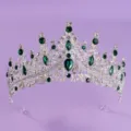 Silver green crystal tiara bridal crown for wedding party pageant stage performance hair acc. - Silver Green Crown (TS-J3151SGREEN) / Silver Green Rhinestone Crown