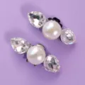 Elegant crystal pearl shoe clips for bridal wedding shoes, sparkling rhinestone shoe flowers. - Daily Commuter Shoe Clips SC-J092S