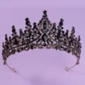 Diadème de mariée en cristal noir, élégante couronne rétro or rose pour mariage et fête. - Couronne Noire Punk (TS-J3151BLK)
