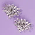 Crystal flower shoe clips for bridal wedding shoes, elegant rhinestone shoe buckles accessories. - Banquet Photogenic Shoe Clip (SC-J063)