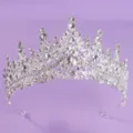 Diademe de mariee en strass argente couronne de cristal accessoire de mariage - Couronne Blanche Argent (TS-J3151S)