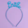 Serre-tête de mariée bleu clair avec inscription Bride et diamant pour fête et mariage photo. - Serre-Tête Bleu Luxe(TS-J2235BLUE)
