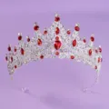 Argent strass rouge cristal mariee diademe couronne pour mariage fete concours accessoires - Couronne Rouge Argent (TS-J3151SRED)