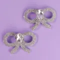 Sparkling silver rhinestone bow shoe clips, elegant crystal wedding shoe buckles pair. - Photography Shooting Shoe Clip (SC-J074)