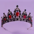 Vintage Gothic Red Crystal Crown Tiara for Women Bridal Wedding Party Hair Accessories - Red Rhinestone Crown (TS-J2720RED)
