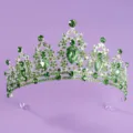 Stunning green crystal tiara and crown for bridal wedding party and pageant hair accessories. - Green Rhinestone Crown (TS-J2720SLG)