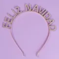 Serre-tete de fete Feliz Navidad en strass cristal metallique accessoire cheveux de noel - Serre-Tête Doré Exquis(TS-J3417G)