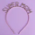 Serre-tête Strass Super Mom Doré en Métal Accessoire de Cheveux Fête Brillant Cadeau - Serre-Tête Doré Quotidien(TS-J3460G)