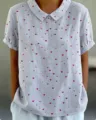 Damen Kurzarm gestreiftes Hemd mit rotem Herz und Anker Druck Sommer Freizeit Oberteil - XXS / Vintage Marine-Stil Gestreiftes Oberteil (19款-d758)