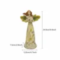 Resin angel figurine holding rabbit with leaf wings, elegant home decor sculpture 24cm - Leaf Hugging Rabbit Girl (RRW2101)