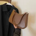 Καφέ Τσάντα Ώμου Baguette Casual PU Δερμάτινη Τσάντα Μασχάλης Γυναικεία Ρετρό - Καραμέλα