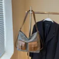 Γυναικεία τσάντα ώμου από καμβά casual retro hobo τσάντα κομψή με πολλές τσέπες καθημερινή - Σκούρο Καφέ Τσαγιού (Χωρίς Μενταγιόν)