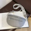 Sac de poitrine gris décontracté pour femme avec large sangle géométrique bandoulière élégante sac - Gris