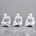 Modern white resin thinker reading sculpture ornament set for home study desktop decor. - White Three-Piece Set (Nurse Style)
