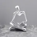 Silver abstract thinker figurine, modern resin reading sculpture for home study room desk decor. - Right Hand Silver