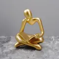 Golden Thinker Reading Resin Statue Desktop Decor Ornament Art Sculpture Home Study Accent - Right Hand Gold