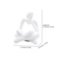 White abstract resin thinker reading sculpture modern desktop decor ornament size 13.5cm - Left Hand White