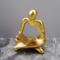 Gold resin thinker statue reading sculpture for desktop office home decor ornament gift piece. - Left Hand Gold
