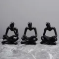 Resin thinker reading sculpture ornament abstract black statue for study room home desk decor - Black 3-Piece Set