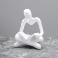 Abstract thinker reading sculpture white resin desktop ornament for modern home study decor - Right Hand White
