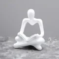 White resin abstract thinker reading sculpture, modern minimalist home decor desktop figurine - Double Hands White