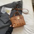 Korean style printed leather bucket bag shoulder crossbody handbag brown fashion variant - No Pendant / Brown