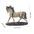 Resin running horse figurine decorative ornament with marble texture and stable black base. - Imitation Marble