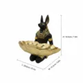 Anubis resin storage tray statue, Egyptian god desktop decorative sculpture with golden leaf. - Blue Lotus