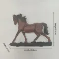 Resin horse figurine home decor, brown running horse sculpture for office desk and living room. - Deep Walnut Wood Grain
