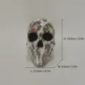Resin skull ornament with colorful tattoo water transfer print for Halloween decor. - Colorful Tattoo