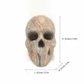 Resin skull ornament with hydro-dipped wood grain pattern, perfect for Halloween and home decor. - Imitation Marble