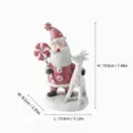 Christmas resin Santa Claus figurine with reindeer and candy cane for holiday desktop decor - Santa with Candy and Reindeer Style (RRW2115)