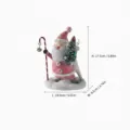 Resin Santa Claus Christmas figurine with candy cane staff and small tree decoration. - Santa with Staff and Reindeer Style (RRW2116)
