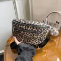 Τσαντάκι μέσης PU με λεοπάρ τύπωμα στιλάτη τσάντα στήθους casual χιαστί γυναικεία - Χακί