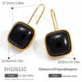 Edelstahl Quadratische Schwarze Harz Ohrringe Vintage Wasserdicht Hypoallergen Schmuck Variante - 18K Vergoldet / Schwarz