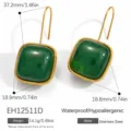 Eckige grüne Harz Edelstahl Ohrringe im Retro-Stil mit Größenangaben und wasserdicht. - 18K Vergoldet / Vintage Grün