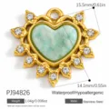Edelstahl Herz Anhänger mit grünem Stein und Zirkonia, wasserdichte und hypoallergene Option. - Herzform Grüner Stein Stil (PJ94826)