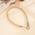 Cinturino in pelle beige per ciondolo telefono con chiusura in metallo argentato borsa - Fibbia in Metallo Galvanizzato Catena in Pelle Piatta (K6693)