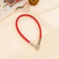 Cinturino per telefono in pelle rossa catena corta per borsa con chiusure in metallo - Fibbia in Metallo Galvanizzato Catena in Pelle Piatta (K6690)