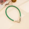 Tracolla per telefono in pelle verde con fibbia in metallo argentato, manico per borsa. - Fibbia in Metallo Galvanizzato Catena in Pelle Piatta (K6696)