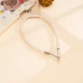 Laccetto per telefono in pelle bianca cinturino da polso con hardware in metallo chic - Fibbia in Metallo Galvanizzato Catena in Pelle Piatta (K6689)