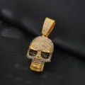Heren hiphop strass gouden schedel hanger ketting stijlvolle punk sieraden accessoire. - Alleen Hanger (Zonder Ketting) / Goud