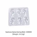 DIY Seepferdchen Silikonform für Ohrringe, transparente Harzgussform mit genauen Maßen. - Seepferdchen-Serie Ohrring-Form (ED#304)