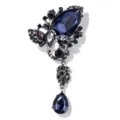 Spilla vintage in cristallo blu strass spilla barocca perno elegante donna vestiti - Blu Scuro